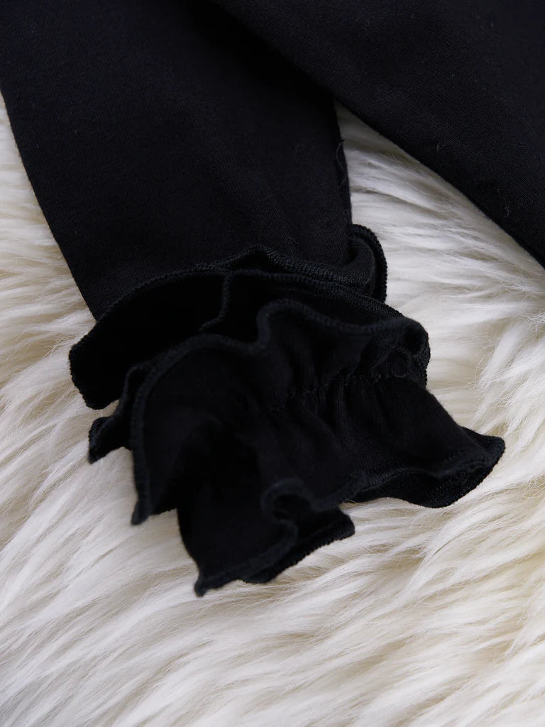 Long Sleeve Icing Ruffle Shirt - Black