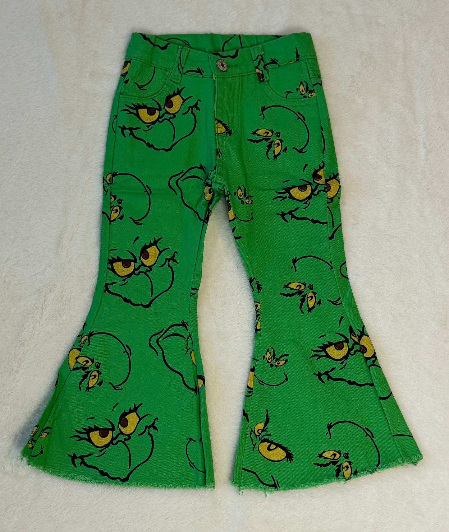 Mom and Me Grinch Print Denim Bell Bottoms (Girls)