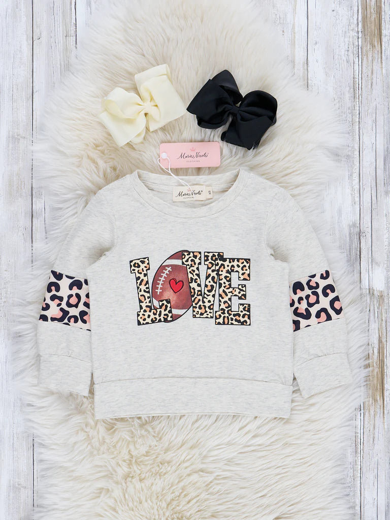 Mom and Me Heather Grey Football Love Crew Neck - Girls