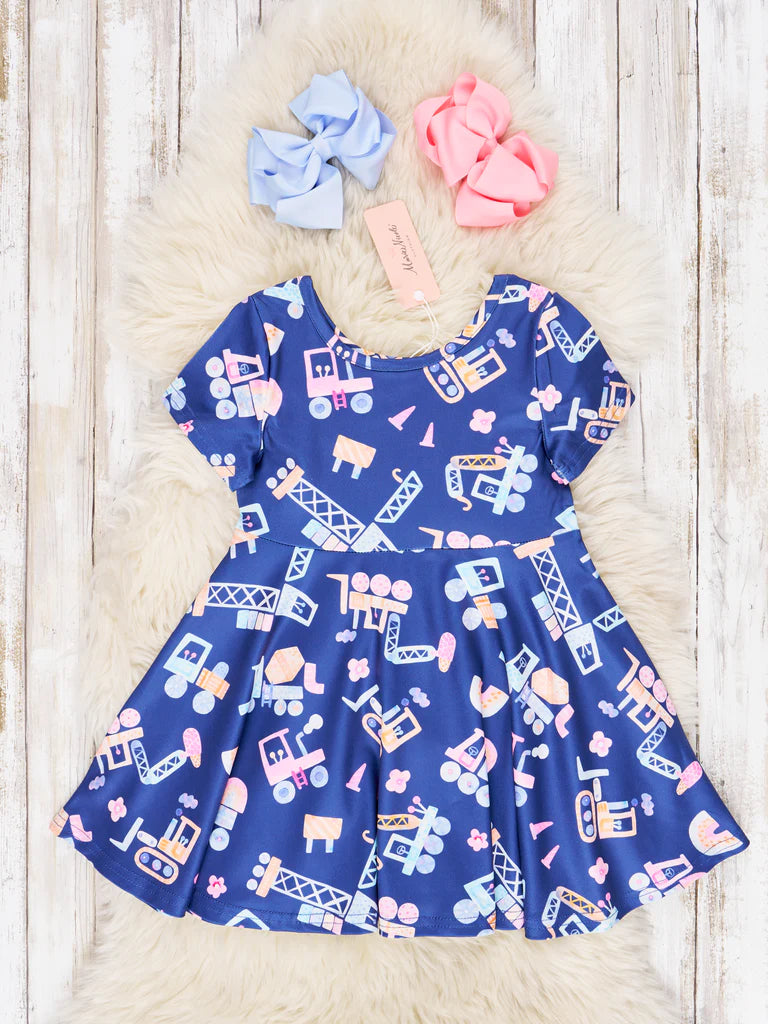 Navy Excavator Swing Dress