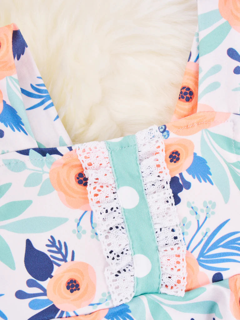 Orange Anemone Ruffle Dressy Romper