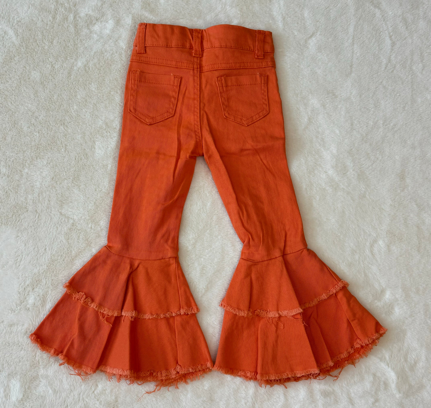 Distressed Orange Double Layered Denim Jeans