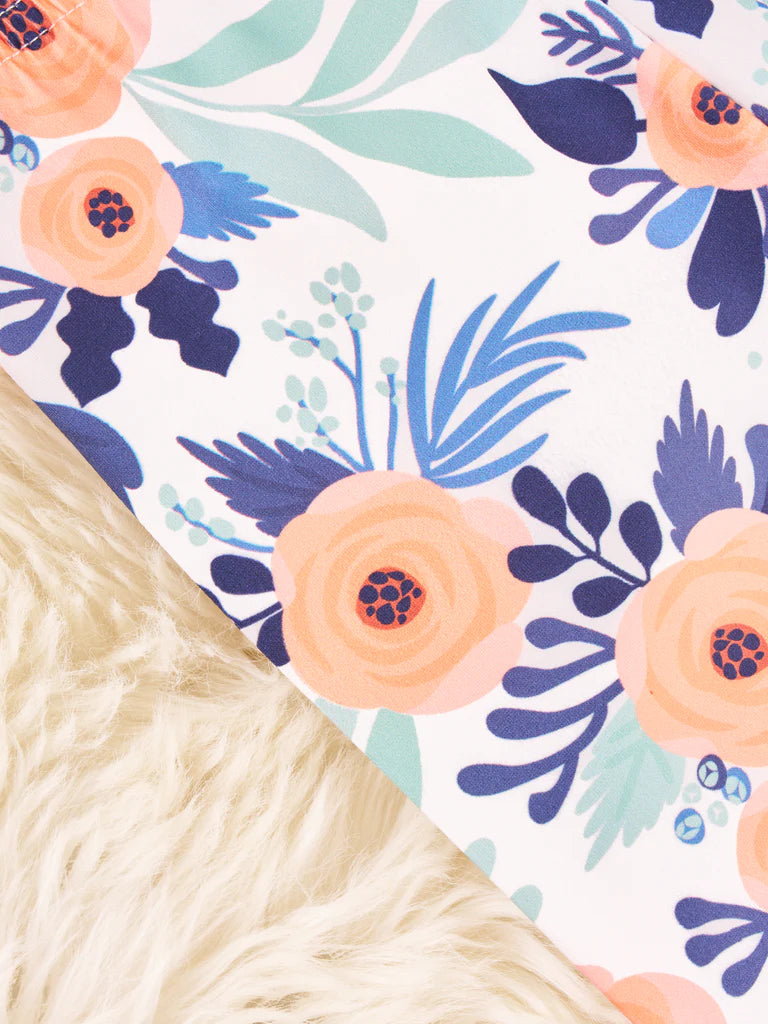 Orange Floral Long Biker Shorts