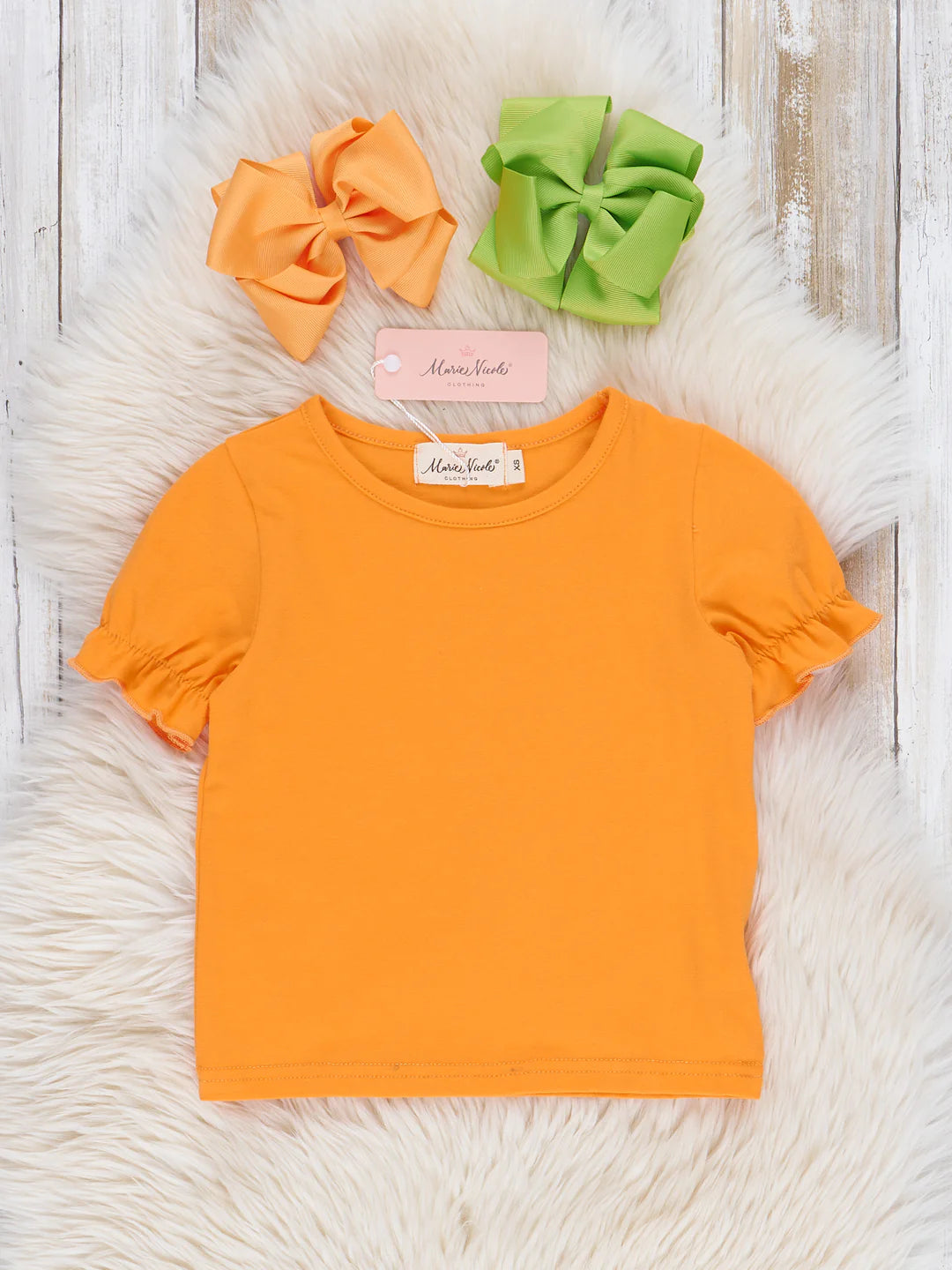 Orange Gingham Embroidered Carrot Overalls Dress Set
