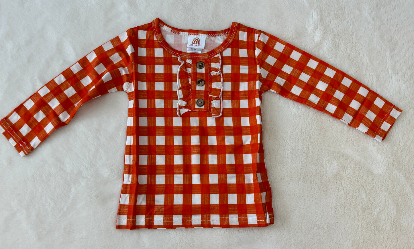 Orange Plaid Girl Pajamas Set