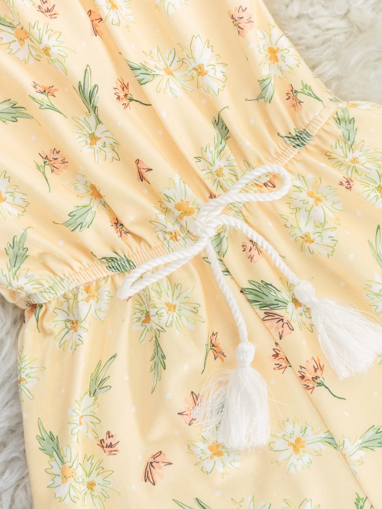 Pastel Yellow Daisy Ruffle Jumpsuit