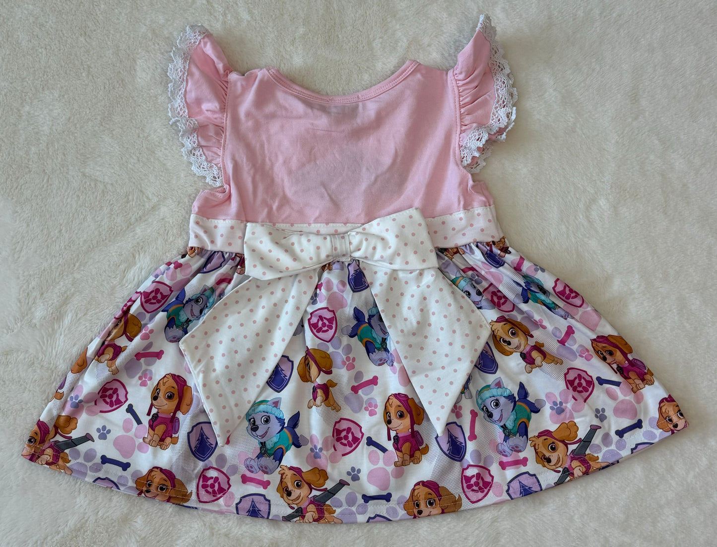 Pink Dog Character Embroidery Girl Set