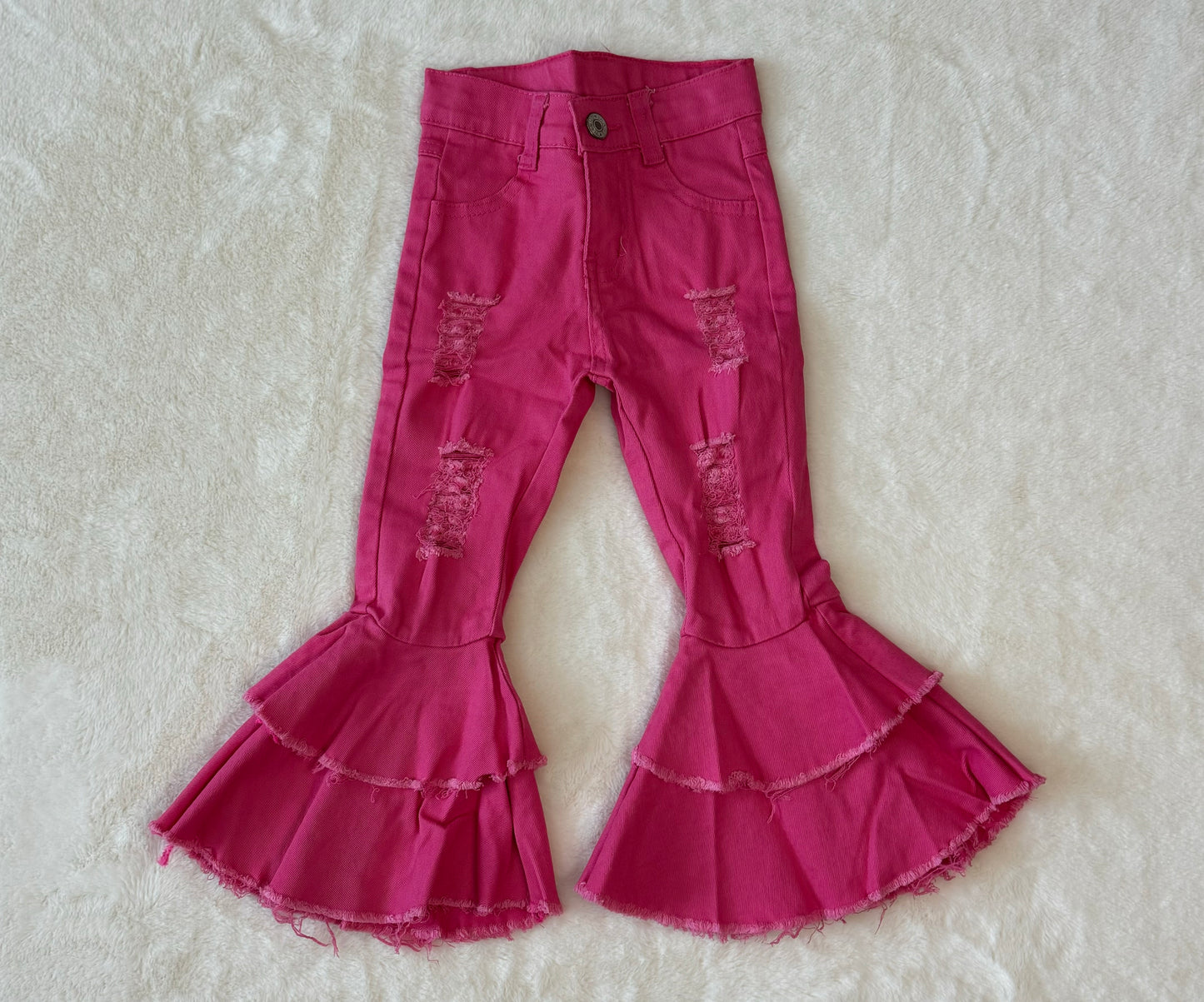 Distressed Pink Double Layered Denim Jeans