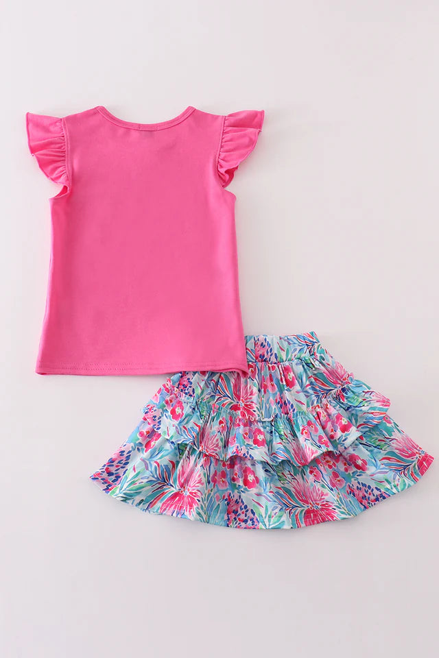 Pink Floral Bliss Girl Skort Set