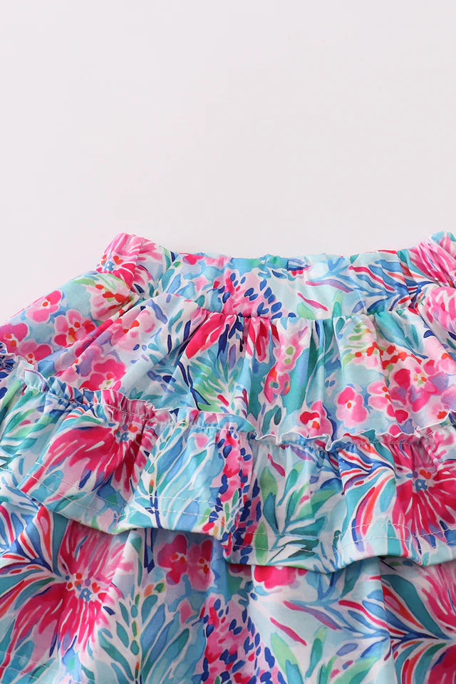 Pink Floral Bliss Girl Skort Set