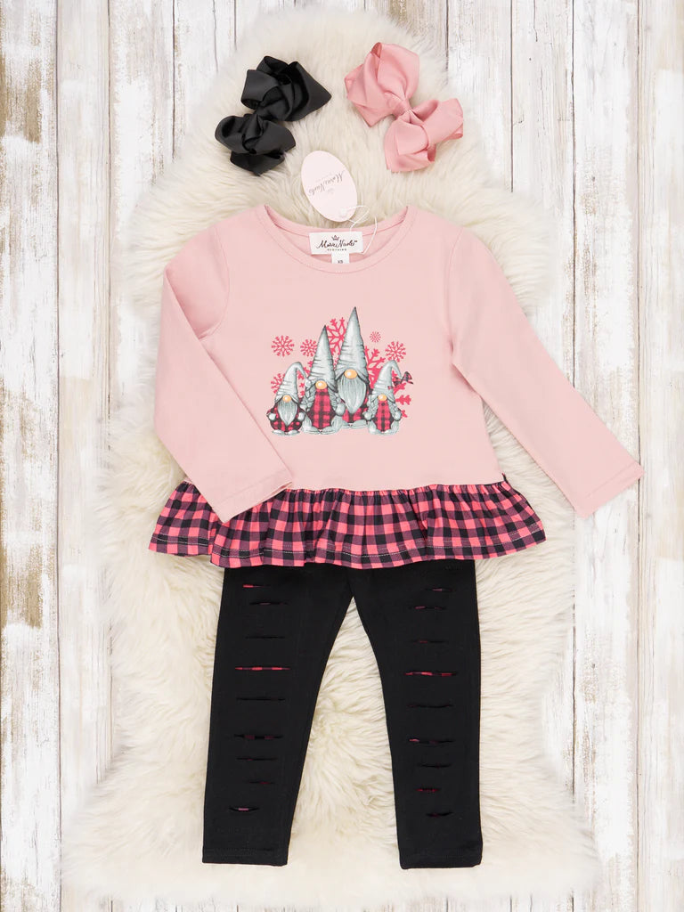 Pink Gnome Distressed Outfit