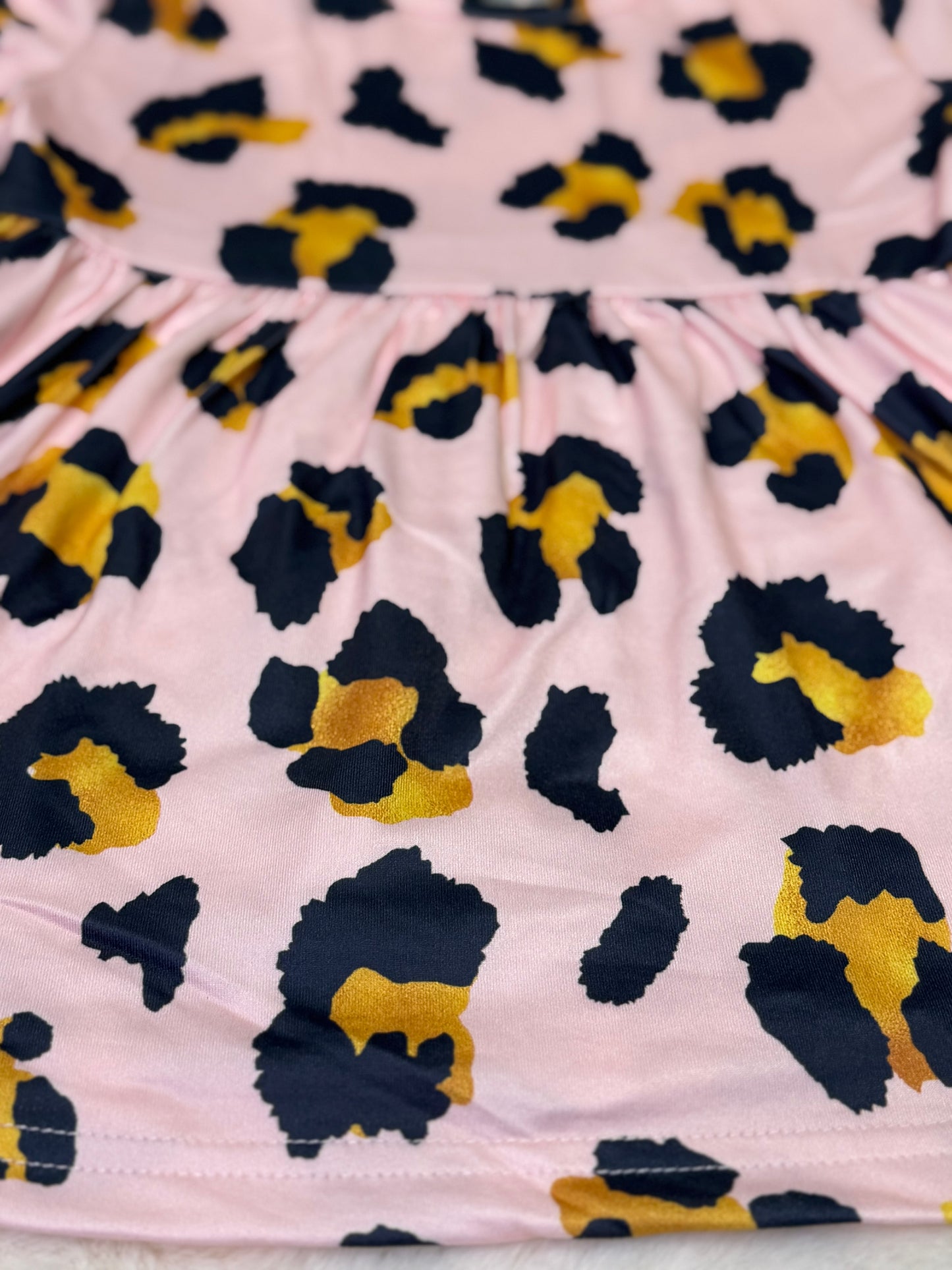 Pink Leopard Ruffle Shirt Blouse