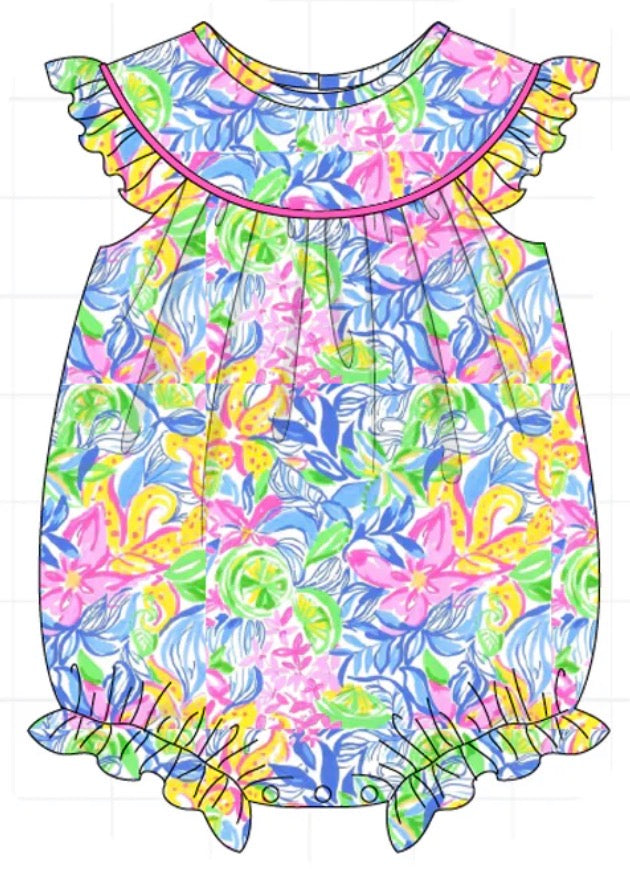 Pink Lily Floral Print Romper