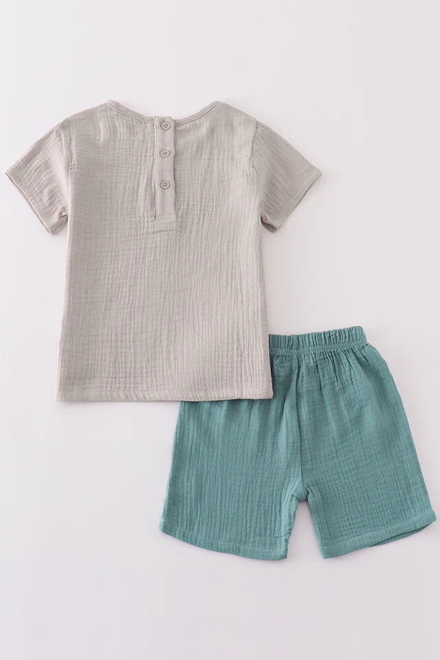 Premium Gray Muslin Boy Shorts Set
