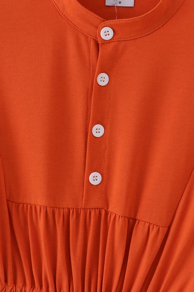Rust Tiered Mom Ruffle Dress