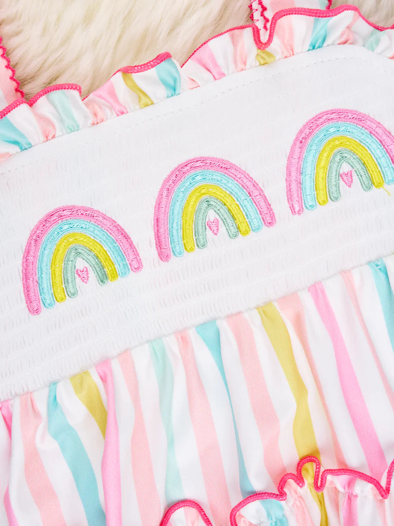 Smocked Striped Rainbow Tank Dress