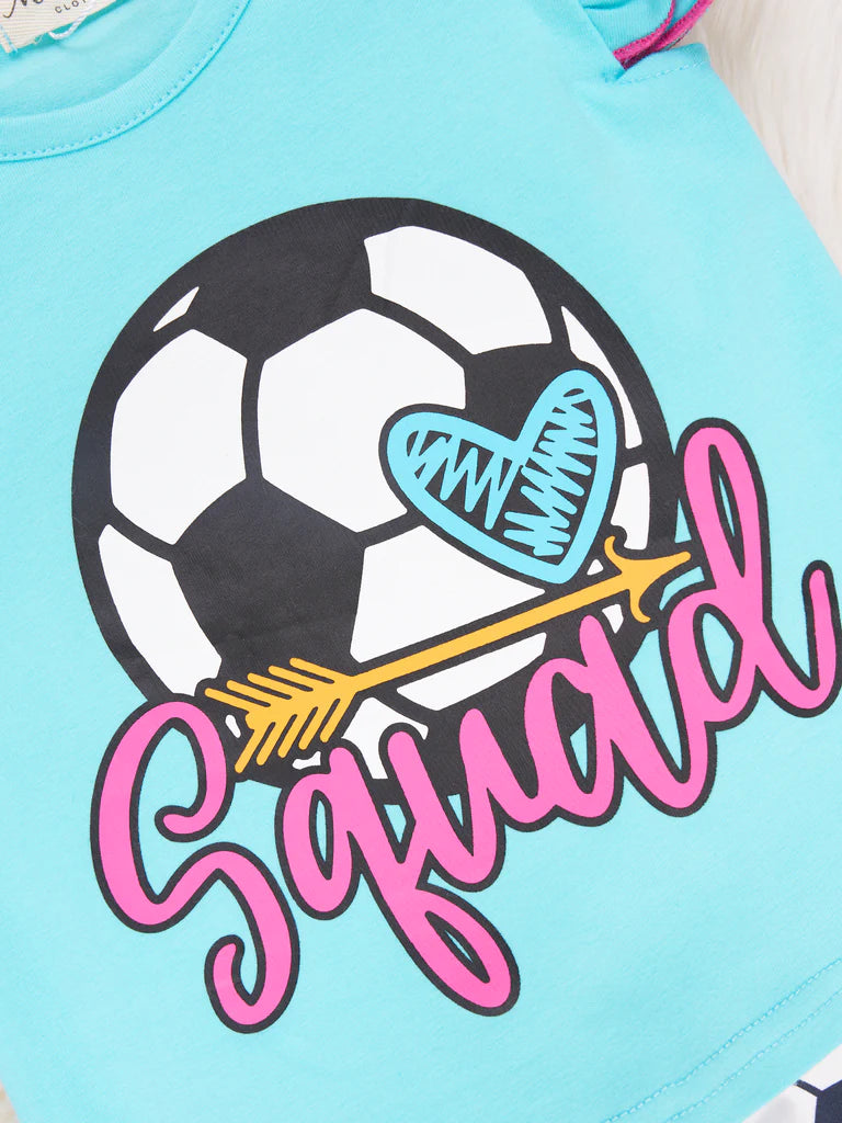 Teal Soccer Squad Ruffle Outfit