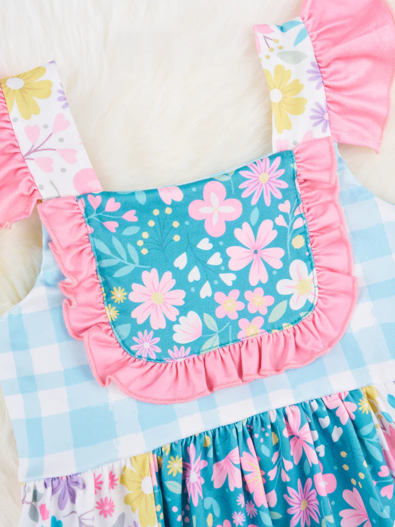 Vibrant Daisies Ruffle Dress