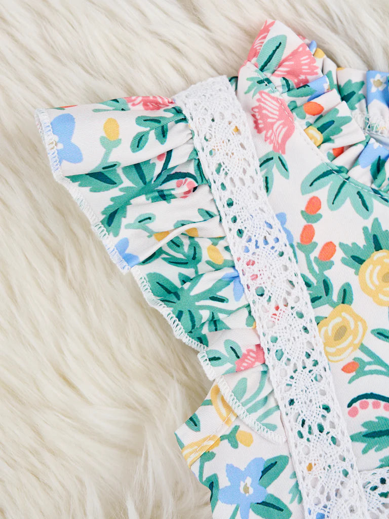 Blooming Floral Ruffle Lace Outfit