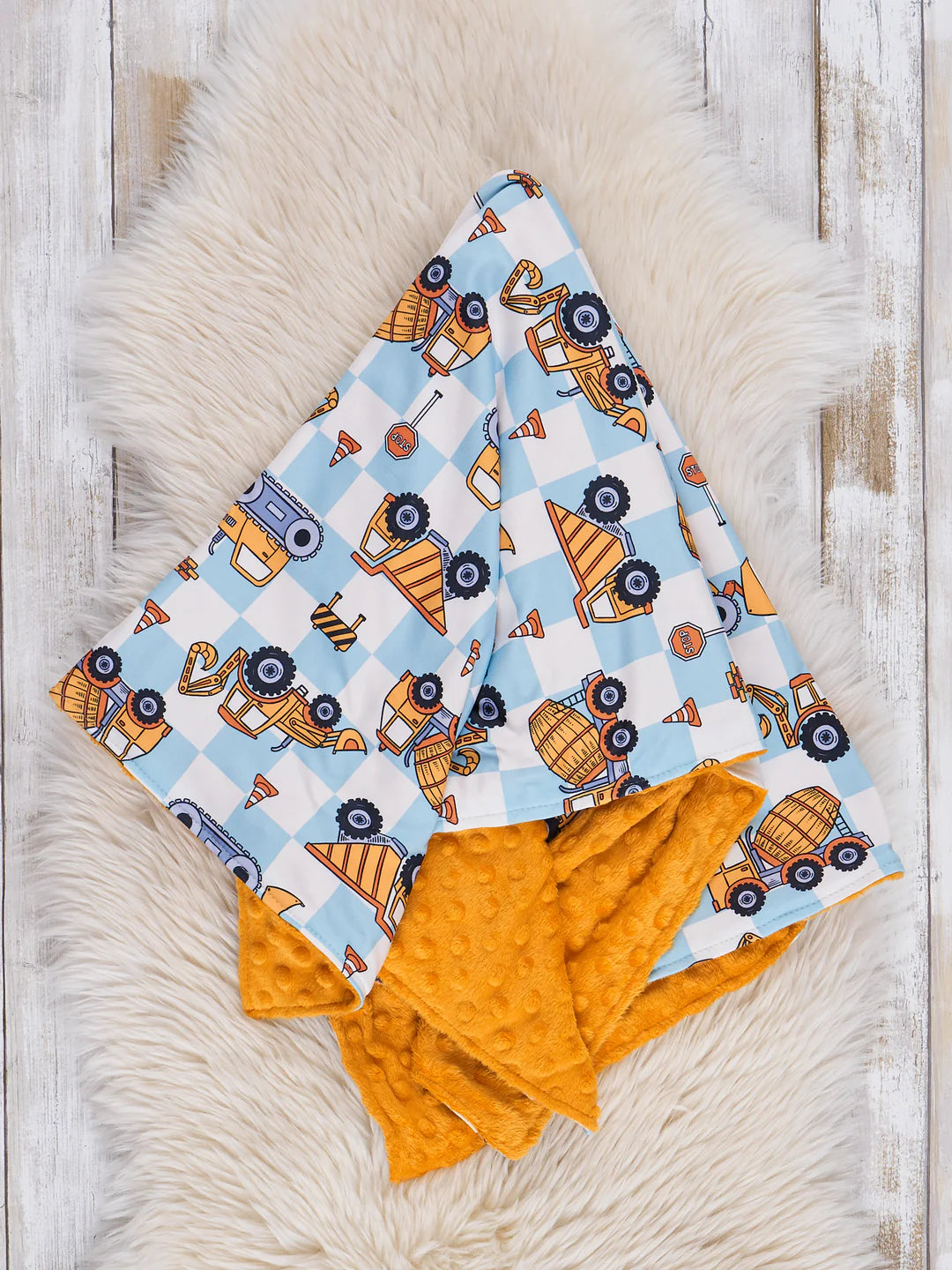 Yellow Construction Zone Minky Blanket