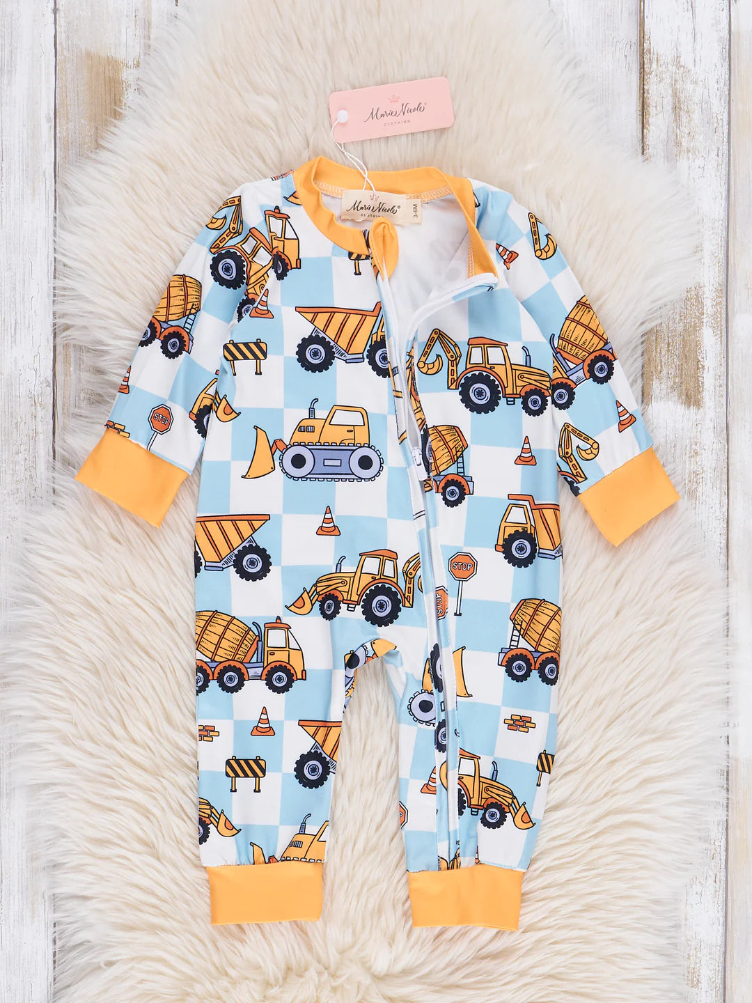 Yellow Construction Zone Sleeper Pajamas