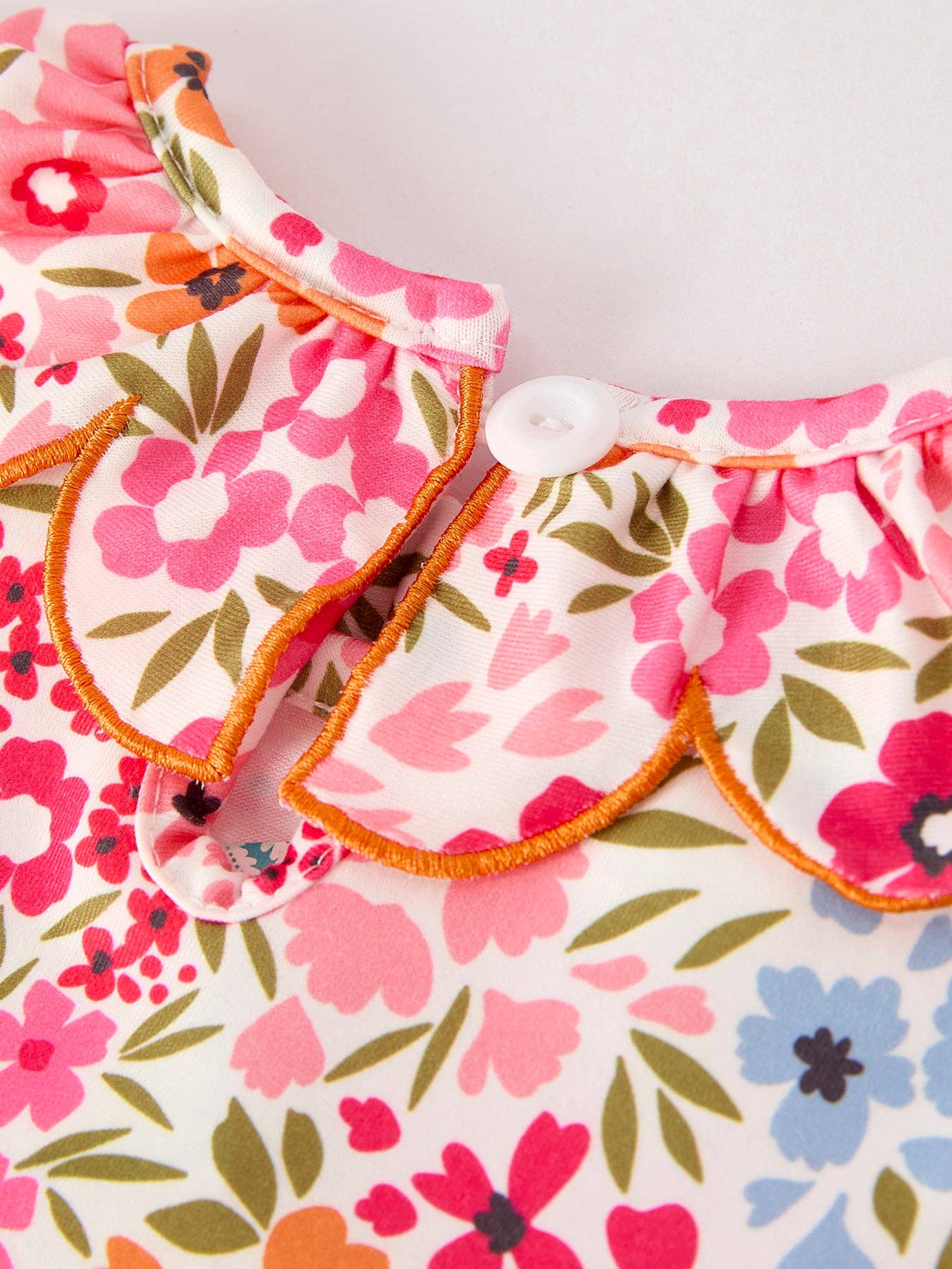 Pumpkin Bow Smocked Embroidered Floral Dress