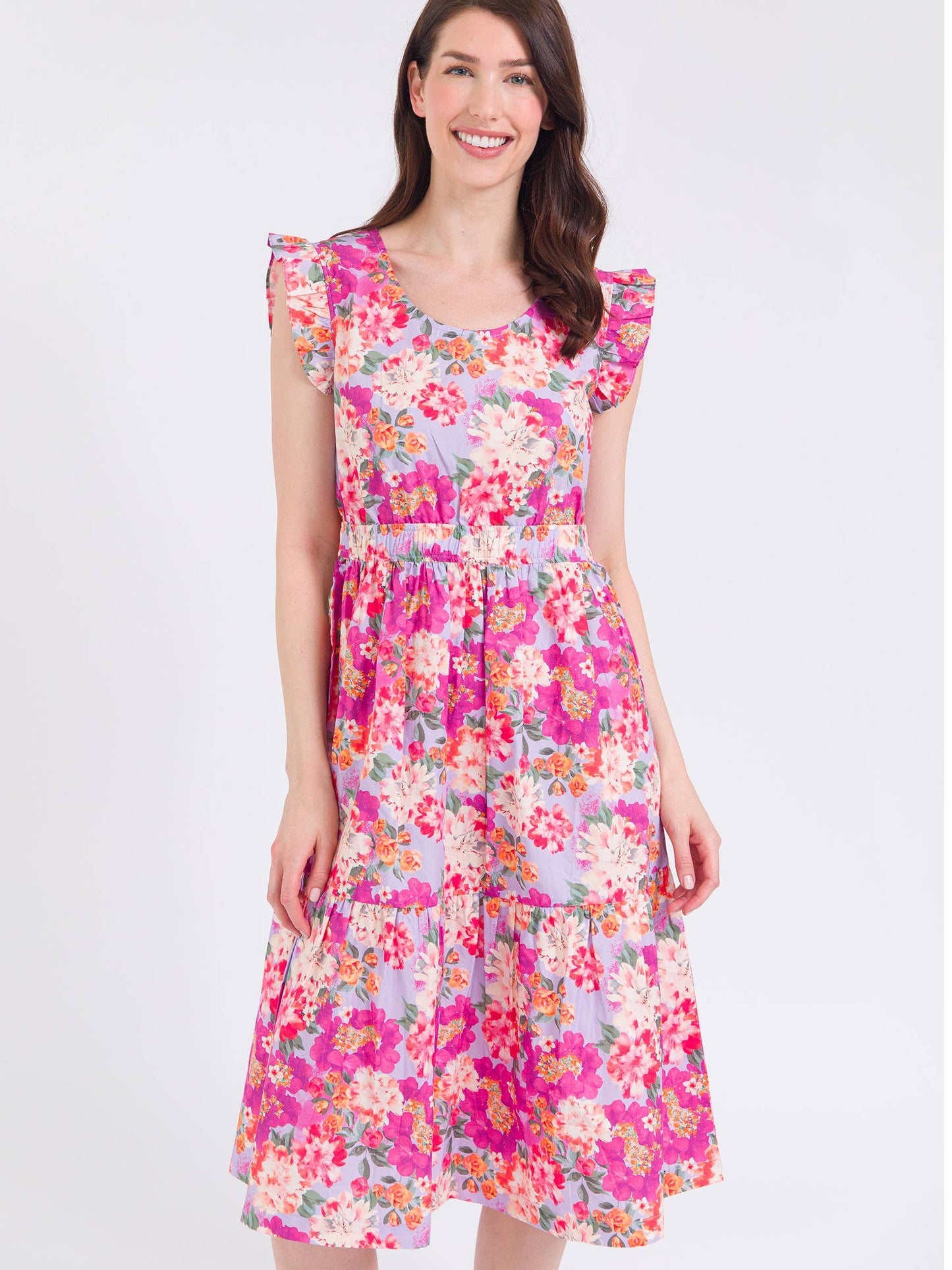 Women's Lavender Valley Tiered Midi Dress