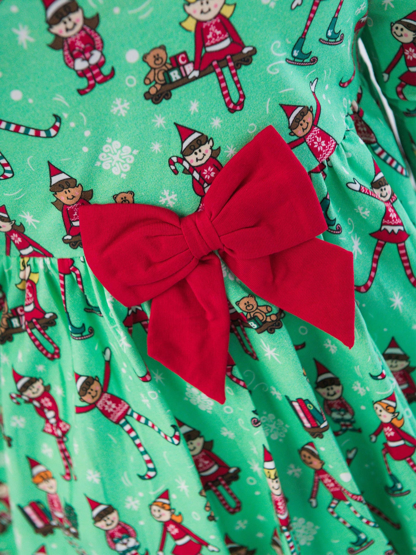 Girls Elf Buddies Knit Long Sleeve Twirl Dress