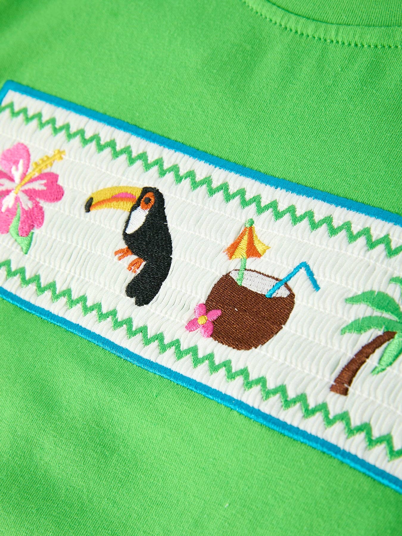 Tropical Embroidered Boys Short Sleeve Top Shorts Set