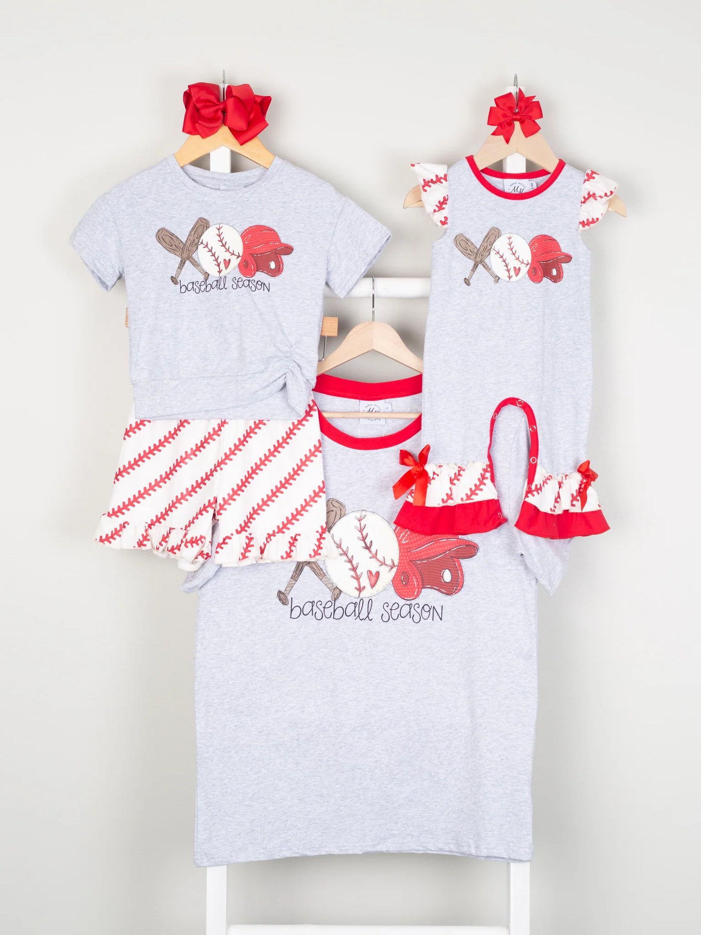 Grey Baseball Ruffle Shorts Outfit (Girls)