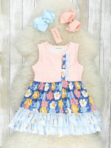 Navy Dahlia Ruffle Dress