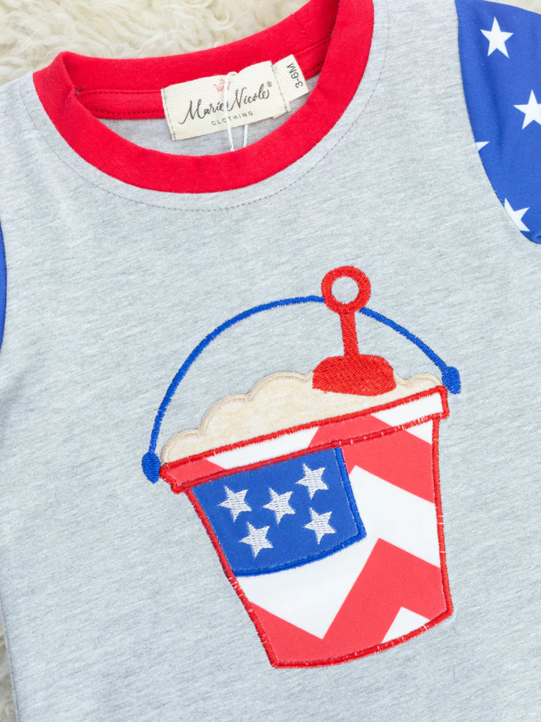 Patriotic Beach Bucket Romper