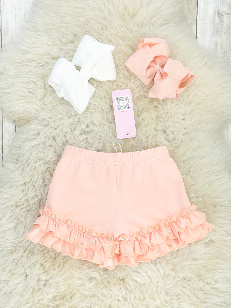 Cotton Ruffle Shorts Peach