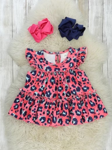 Pink Leopard Tiered Ruffle Tunic
