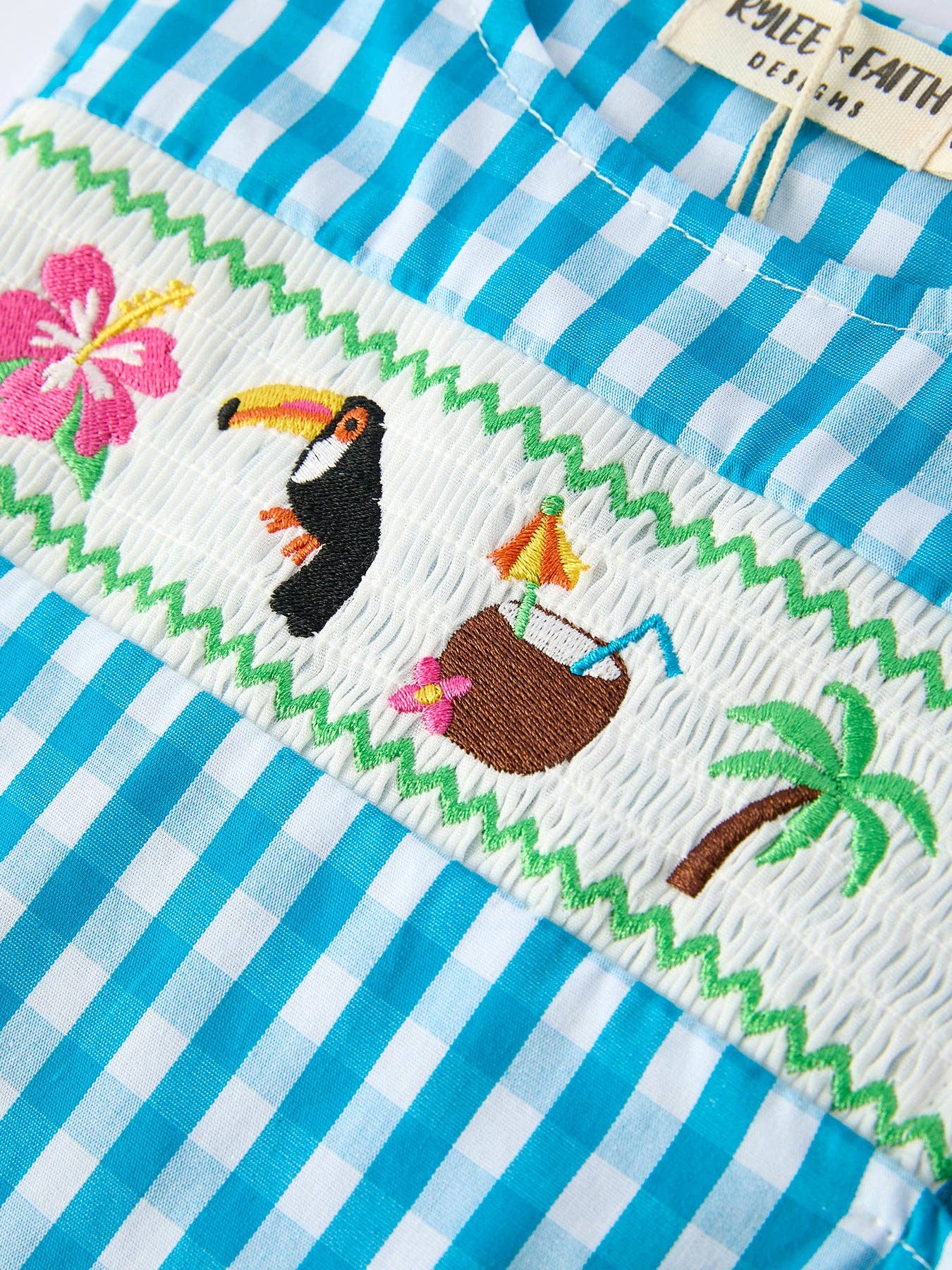 Tropical Embroidered Baby Boys Romper
