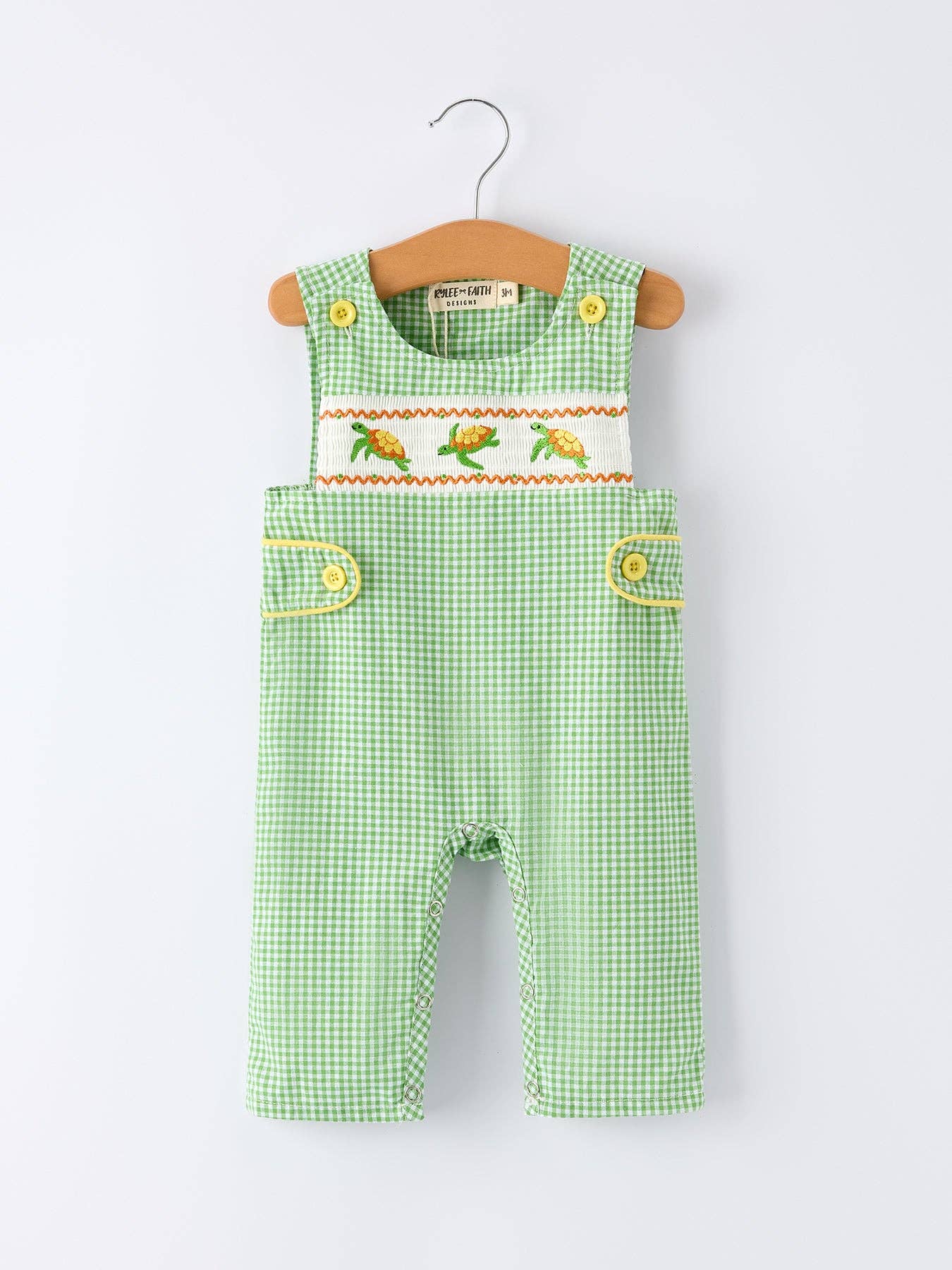 Spring Turtle Smocked Baby Boy Romper