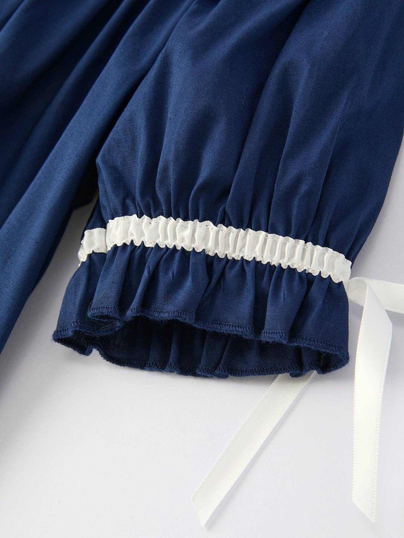 Christmas Navy Blue Nativity Smocked Embroidered Dress