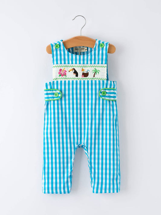 Tropical Embroidered Baby Boys Romper
