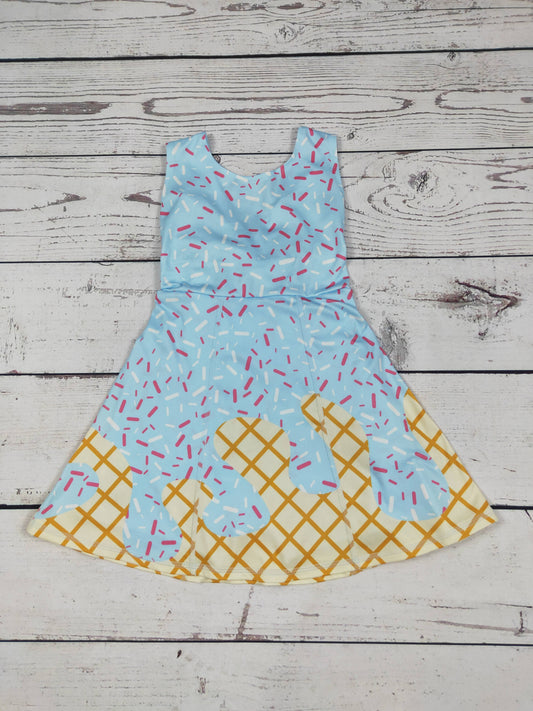 Ice Cream Drip Print Girls Athletic Dresses
