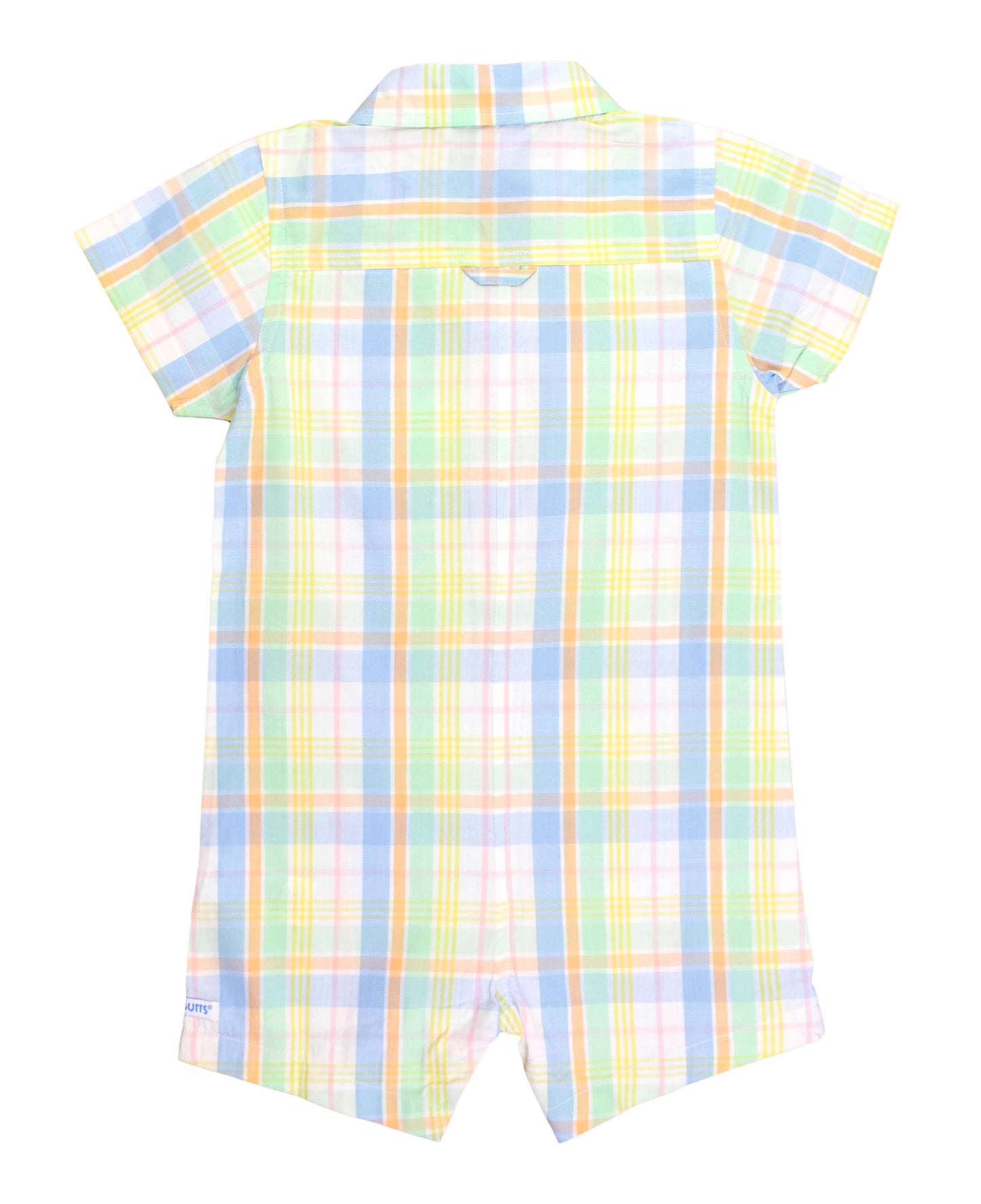 Baby Boys Clubhouse Rainbow Plaid Short Sleeve Woven Button-Up Romper