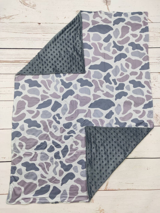 Gray Camouflauge Print Blanket