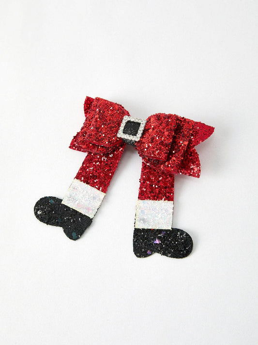 Christmas Red Sequined Hair Bow