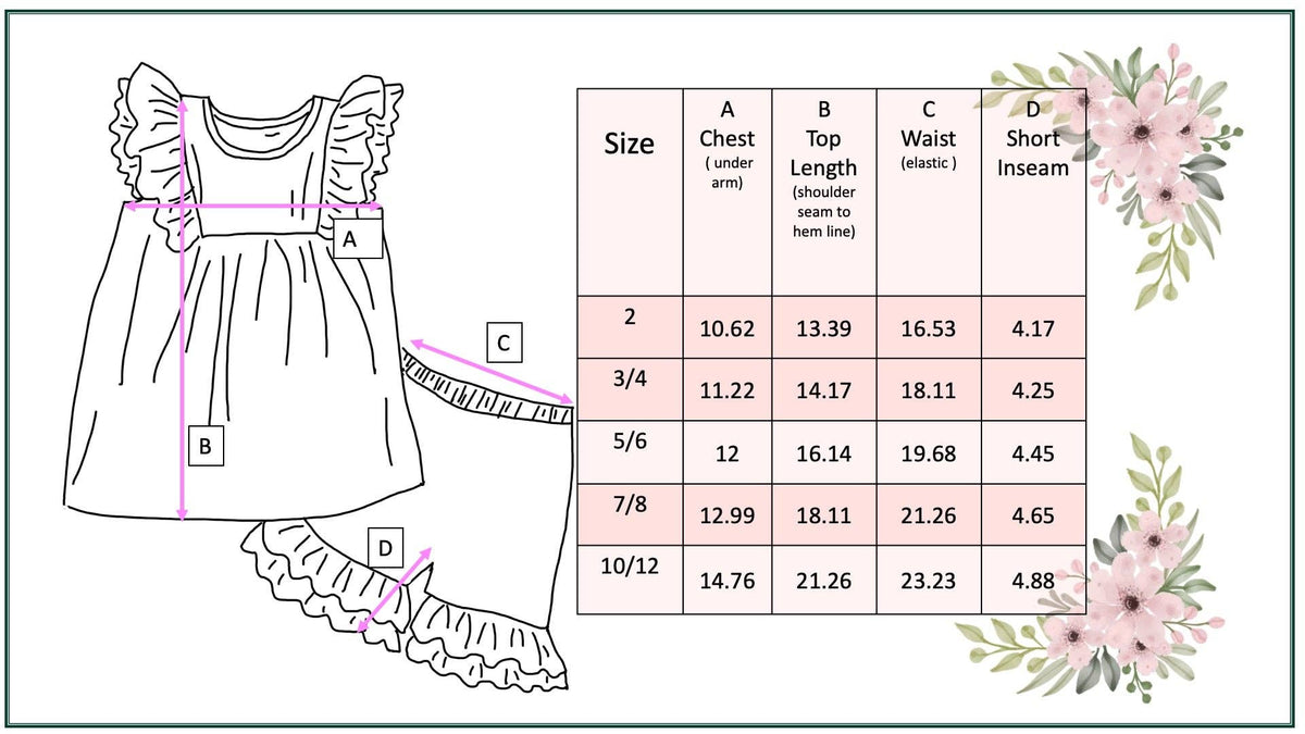 Light Teal Floral Ruffle Short Set