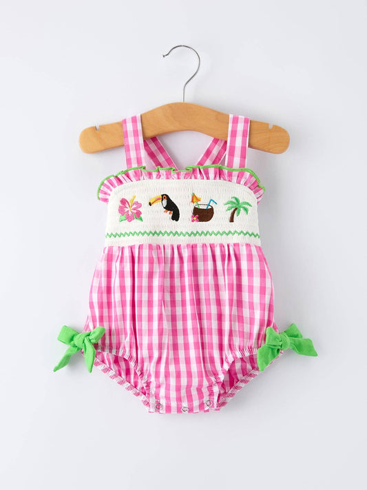 Tropical Embroidery Baby Girls Romper