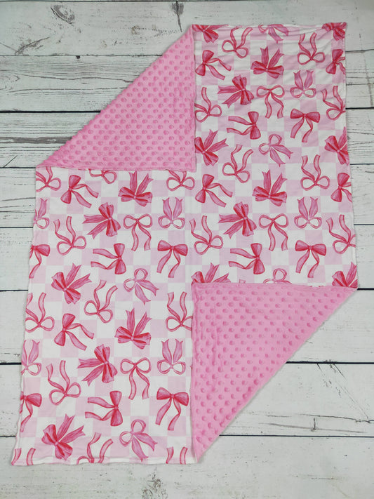 Gingham Bow Printed Blanket