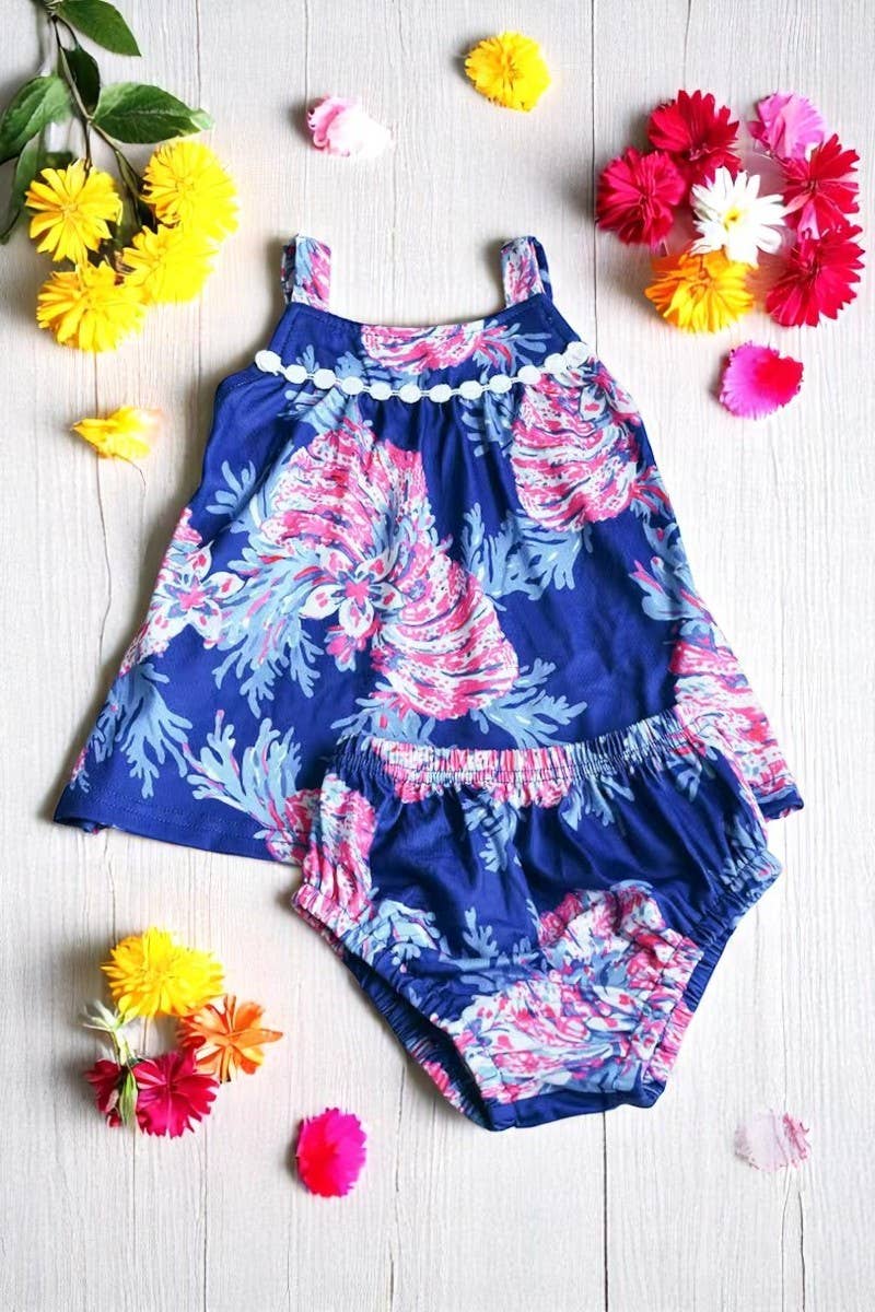 Floral Printed Top & Bloomer Set