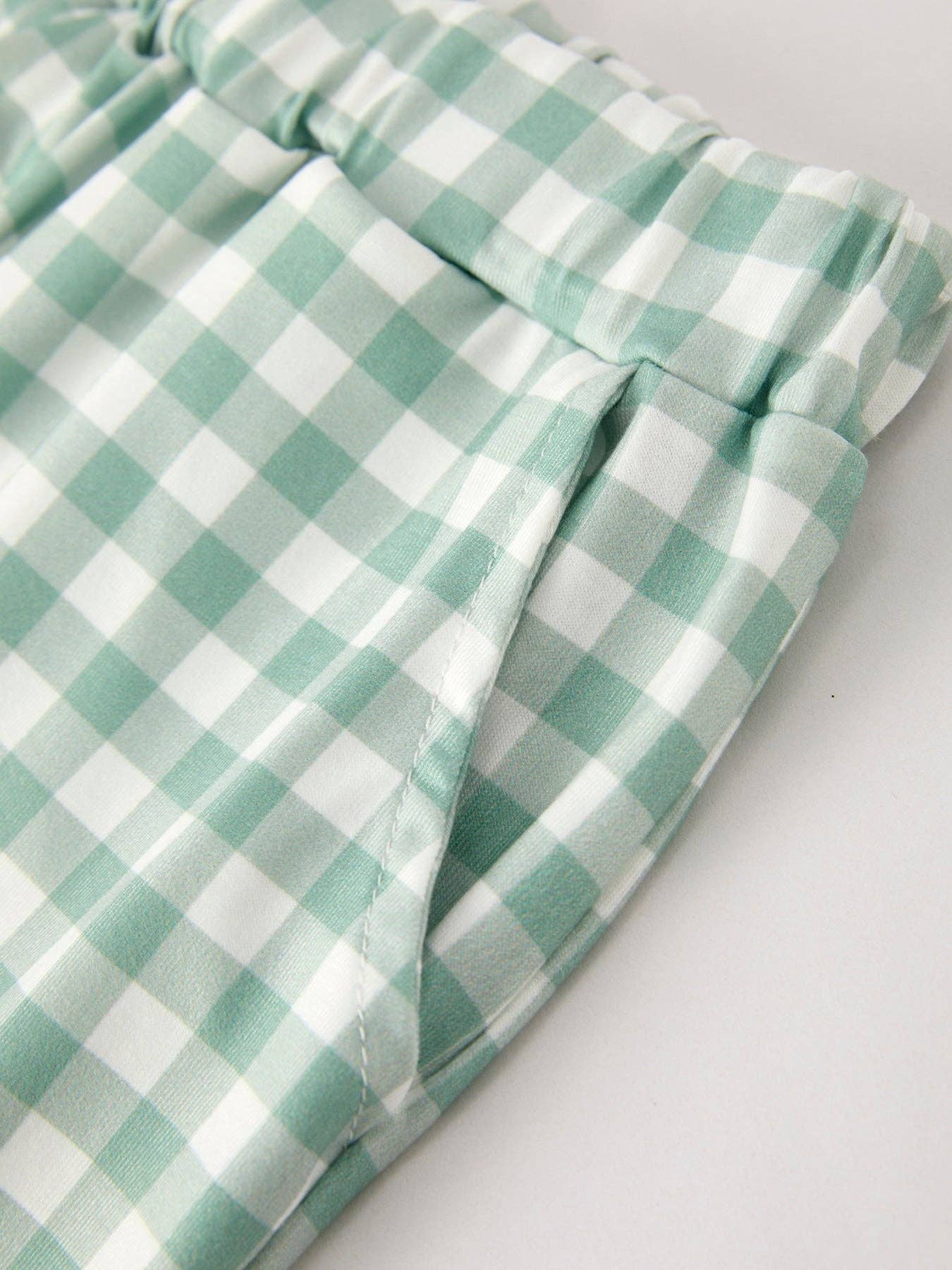 Fall Thanksgiving Smocked Embroidered Green Plaid Boys Set