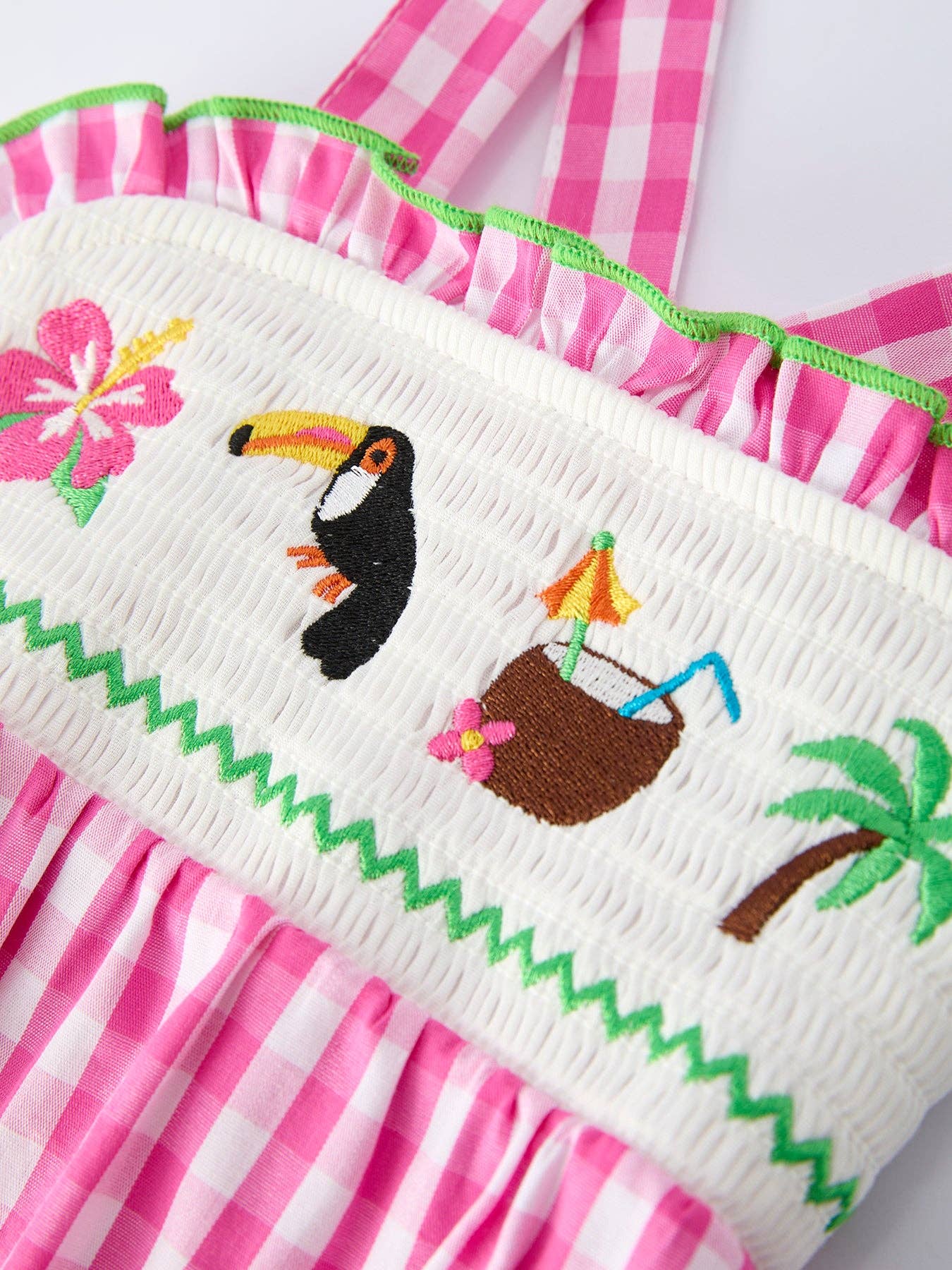 Tropical Embroidery Baby Girls Romper