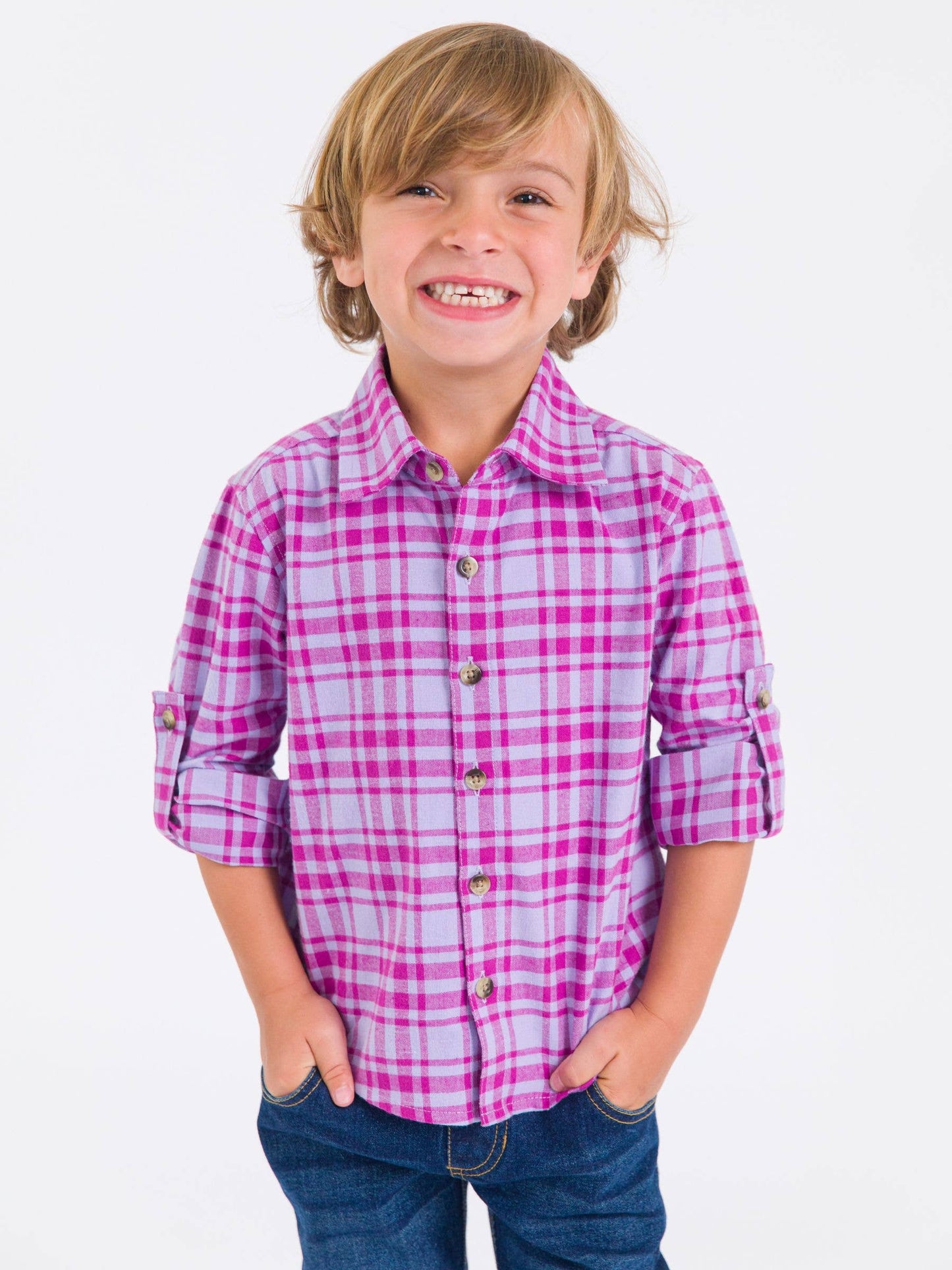 Boys Harper Plaid Long Sleeve Button Down Shirt