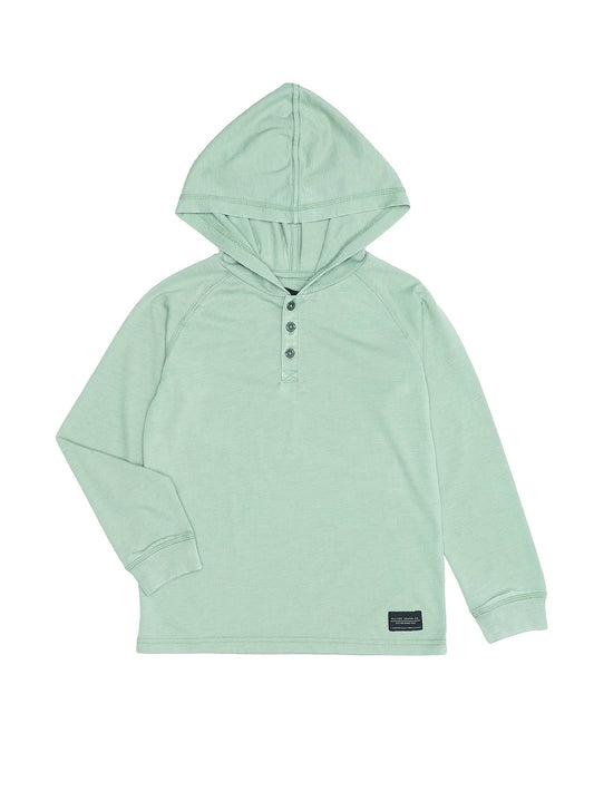 ACID WASH HENLEY HOODIE